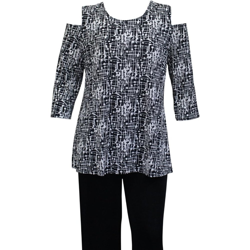 Caribe Women's Popcorn Cool Shoulder Tunic  3X